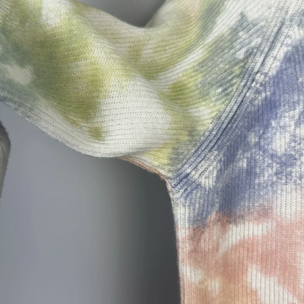 Rails Venus Cashmere Cotton Ribbed Sweater in Rainbow Tie Dye Long Sleeve Top XS - Picture 8 of 16